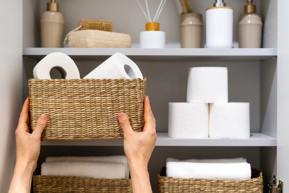 Salle de bain contemporaine avec douche à l'italienne et double vasque